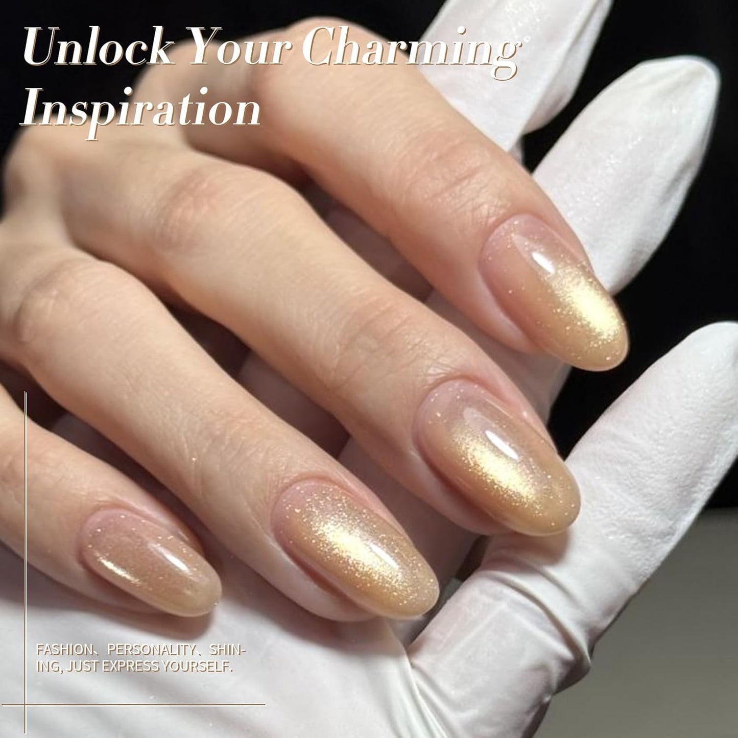 BORN PRETTY Cat Magnetic Eye Gel Nail Polish, Champagne Glitter Cat Magnetic Gel Nail Polish Magnetic Nail Polish for Nail Art Manicure Salon DIY at Home 15ML-BrightBean Baby