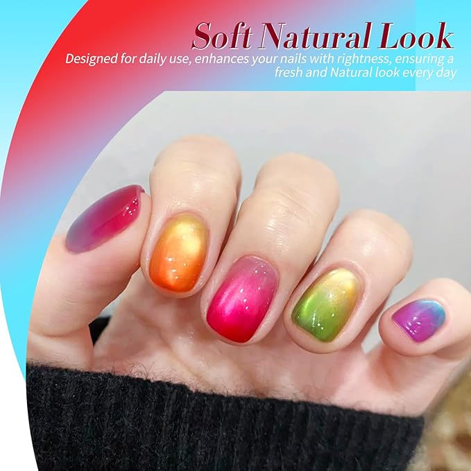 Born Pretty Neon Jelly Gel Nail Polish Glass Crystal Spring Summer Transparent Ice Jelly Gel Polish with Silver Holographic Glitter Cat Magnetic Eye Gel Polish Collection Minicure DIY Gifts 6PCS-BrightBean Baby