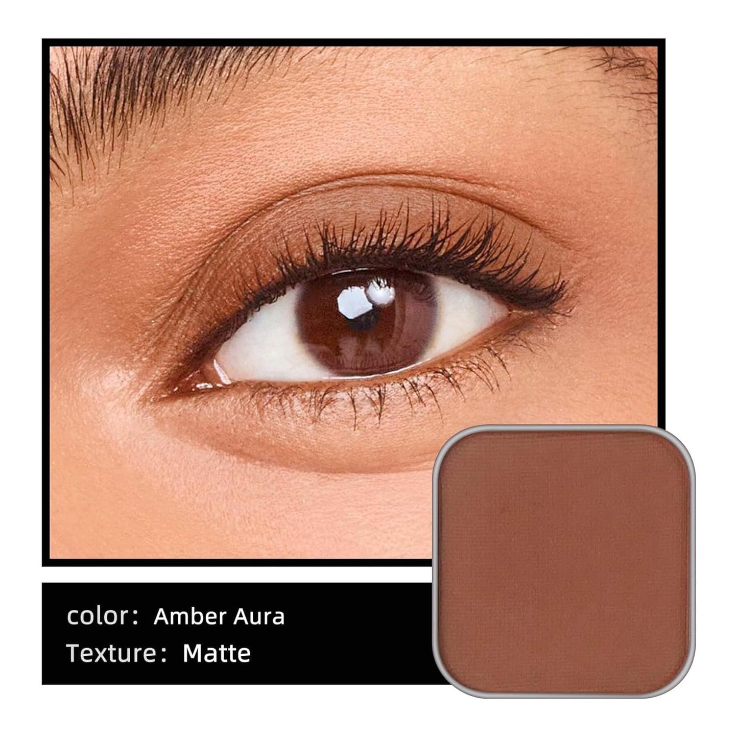 Magnetic Single Matte Eyeshadow with Metal Pan, Long-lasting Natural Nude Color neutral Look, Base Eyeshadow Powder for Empty Magnetic Palette (Amber Aura)-BrightBean Baby
