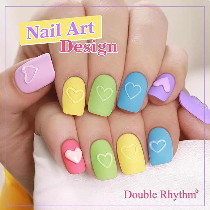 Double Rhythm 6 Pcs 15 ML Gel Polish Set Same Color Same Bottle Soak Off Gel Polish Kit Nail Art Manicure Salon DIY at Home for Women (Purple Blue Green Yellow Pink Peach-T6-10)-BrightBean Baby