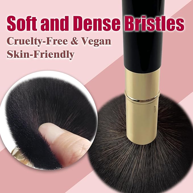 Retractable Makeup Brush, Travel Kabuki Powder Brush, Retractable Blush Brush, for Blush, Bronzer, Buffing, Highlighter Flawless Powder Cosmetics, Travel Friendly-BrightBean Baby