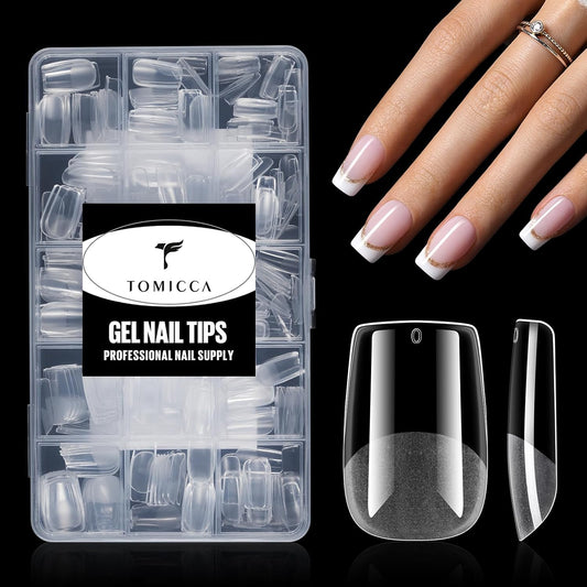 TOMICCA Short Square Nail Tips Acrylic Nails 240Pcs Acrylic Nail Kit Gel Nail Tips 12 Sizes Pre-shape Short Clear Fake Nails for Nail Extension Art Home DIY-BrightBean Baby