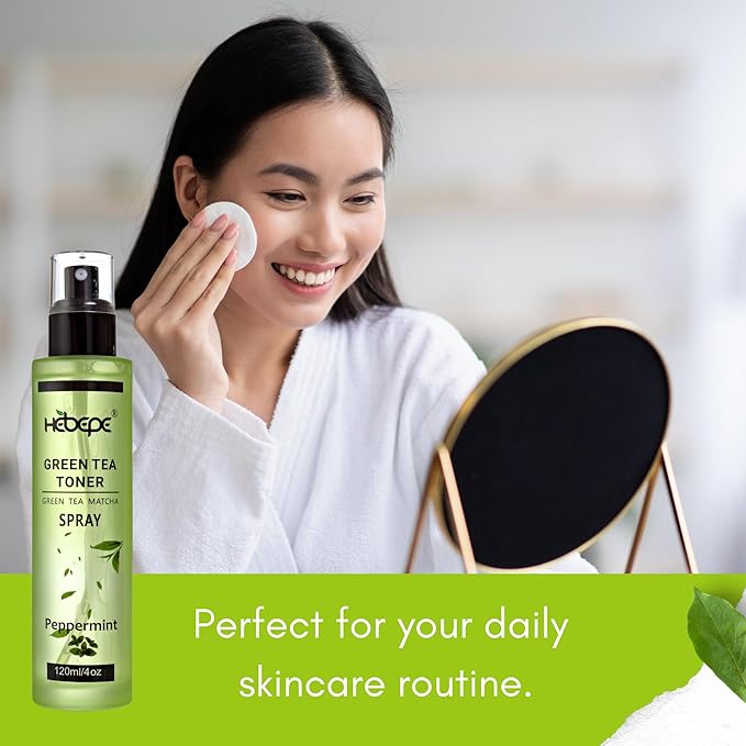 Green Tea Matcha Facial Toner Mist with Peppermint, Refreshing, Moisturizing, and Soothing Face Toner, with Jojoba Oil, Castor Oil, Snail Filtrate,120ml-BrightBean Baby