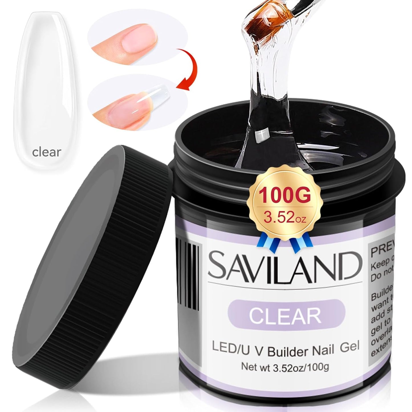 SAVILAND LED & U V Builder Nail Gel - 100 G Large Capacity Clear Hard Gel for Nails, Nail Extension Strengthen Hard Builder Kit Stuff for DIY Art Manicure Set-BrightBean Baby
