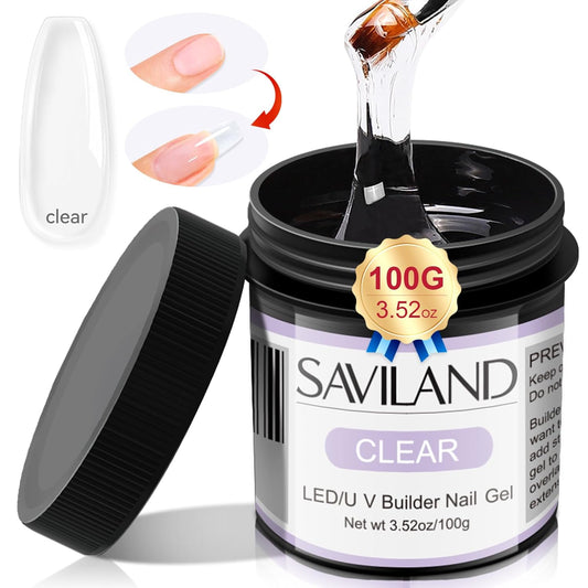 SAVILAND LED & U V Builder Nail Gel - 100 G Large Capacity Clear Hard Gel for Nails, Nail Extension Strengthen Hard Builder Kit Stuff for DIY Art Manicure Set-BrightBean Baby