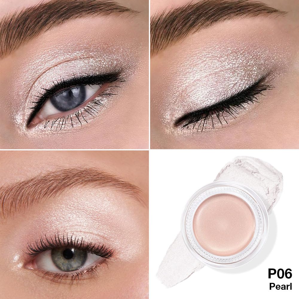 Cream Glitter Purity Shimmer Metallic Eyeshadow Palette Makeup, Natural Single Mini Instant Holographic Eyeshadow For Women, Sombras Crema Para Ojos, Talc, Paraben & Cruelty Free, P06-BrightBean Baby