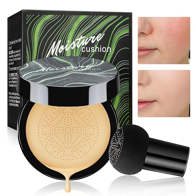 Air Cushion CC Cream Mushroom Head Foundation - Moisturizing BB Cream Makeup Long Lasting Matte Conceale, Oil Control Waterproof Makeup Base Primer (Beige, 1 PCS)-BrightBean Baby