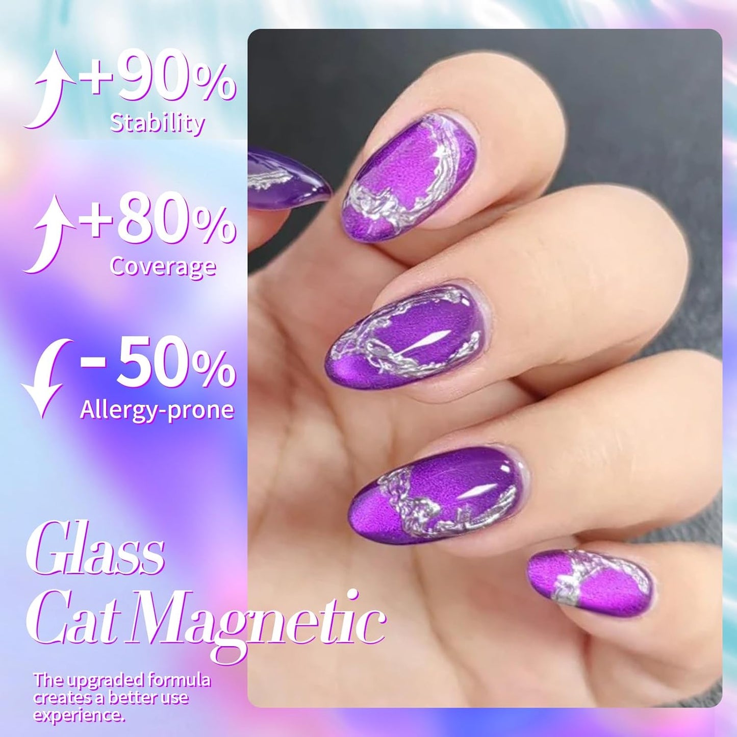 BORN PRETTY Cat Magnetic Eye Gel Nail Polish,Blackish Purple Jelly Glass Magnetic Gel Polish,Glitter Soak Off Nail Art Salon Manicure Home Gift 15ml-BrightBean Baby