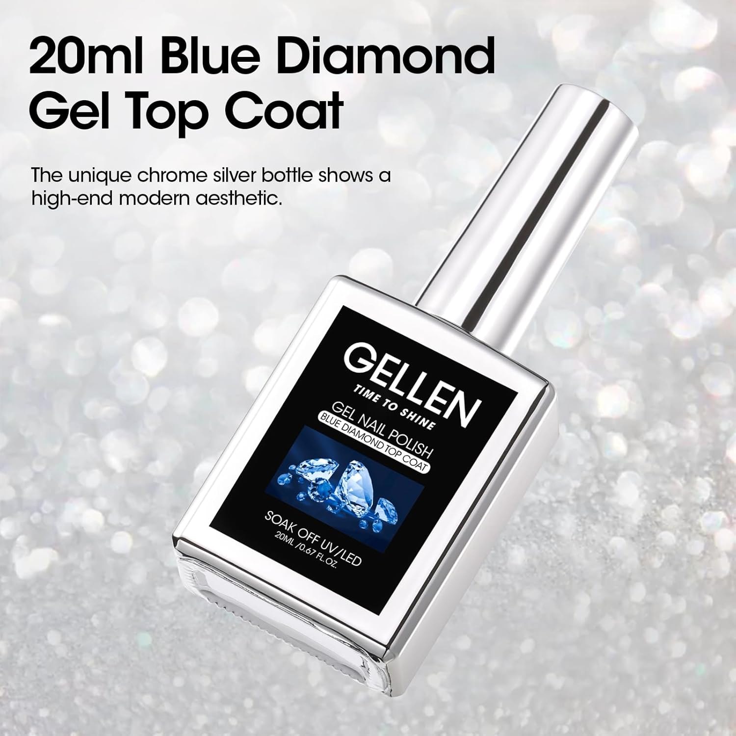 GELLEN 20ml Gel Top Coat, High Gloss Shiny Top Coat Nail Polish, Long Lasting Soak Off UV Light Needed Clear Nail Gel, Home Salon Manicure Gift for DIY Nail Art-BrightBean Baby