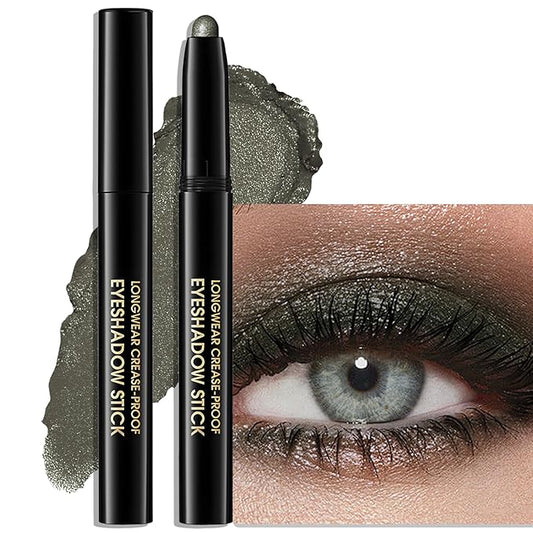 Eyeshadow Stick Waterproof Long Wear Cream Eye Shadow Pencil Single Shimmer Glitter Blendable Smokey Eyeshadow Crayon Cream to Powder Intense Color Eyeliner Makeup, 4 BOTTLE