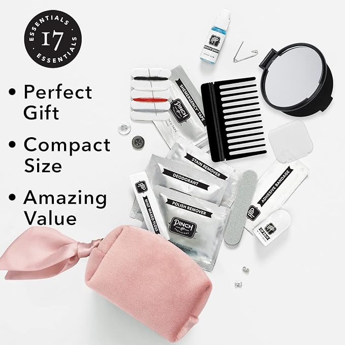 Pinch Provisions Velvet Minimergency Kit, for Her, Includes 17 Must-Have Emergency Essential Items, Compact, Multi-Functional Pouch, Gift for Parties and Birthdays-BrightBean Baby