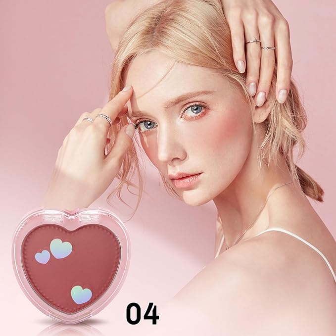 Boobeen Powder Blush Matte Pressed Blush Palette, Highly Pigmented Cream Pink Blusher for Cheeks, Blusher Compact Powder Makeup Lightweight Easily Blends, Single Color Rouge Powder-BrightBean Baby