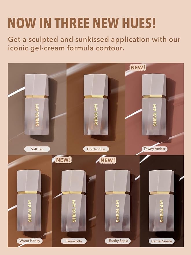 SHEGLAM Sun Sculpt Cool Toned Liquid Contour Stick Long Lasting Cream Bronzer Makeup - Earthy Sepia-BrightBean Baby