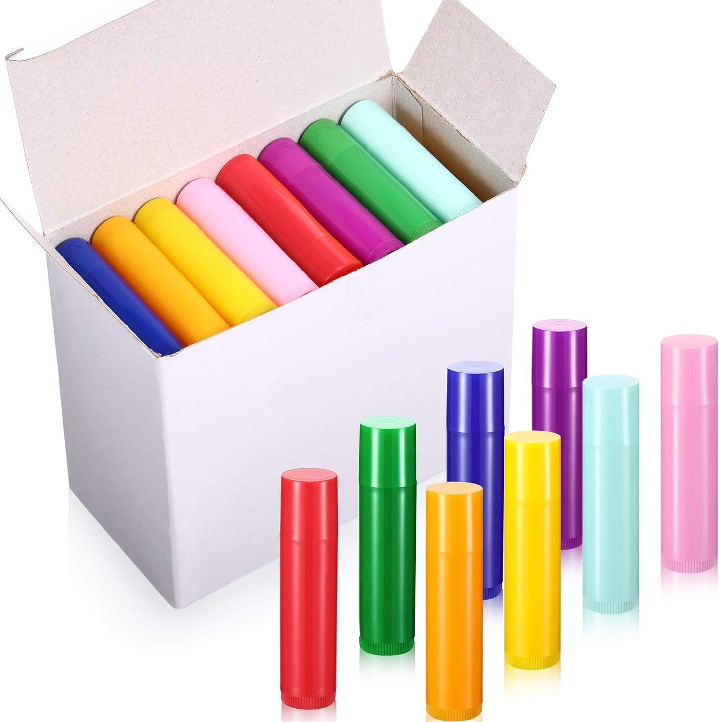 64 Pieces Lip Balm Tubes 5 ml Empty Lip Gloss Balm Containers Refillable Rotatable Plastic Lipstick Tubes DIY Lip Gloss Balm Tube Holder for DIY Cosmetic, 8 Colors-BrightBean Baby