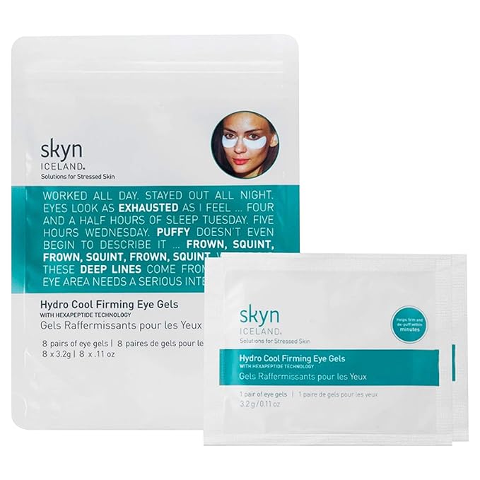 skyn ICELAND Hydro Cool Firming Under Eye Patches, Instant Cooling for Puffy, Tired Eyes with Peptides and Coenzyme Q10, 10 Minute Treatment, Vegan, All Skin Types, 8 Pairs-BrightBean Baby