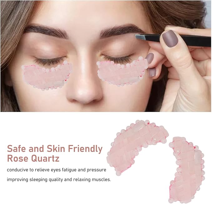 2Pcs Jade Eye Mask, Jadestone Eye Patch, Rose Quartz Anti Aging Eye Pad Sleep Eye Pad to Eliminate Wrinkles, Puffiness & Irritation (Reusable)-BrightBean Baby
