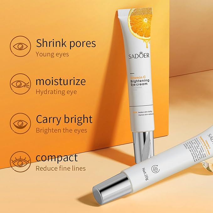 Eye Cream For Dark Circles, Anti Aging Eye Cream With Vitamin C, Hyaluronic-acid & Orange Extract, Under Eye Cream For Puffiness And Bags, Eye Cream For Reduce Fine Lines, Wrinkles & Dark Circles-BrightBean Baby