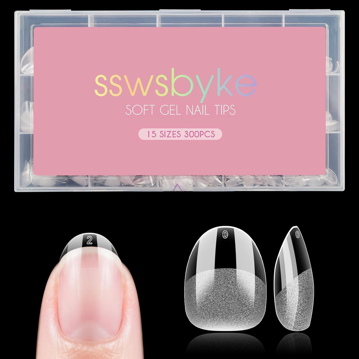 Short Oval Round Nail Tips, SSWSBYKE 300pcs Gel Acrylic Nail Tips for Full Cover Pre-Shaped Fake Nails Tips Half Matte Press On Nails for Extension Home DIY Salon 15 Sizes-BrightBean Baby