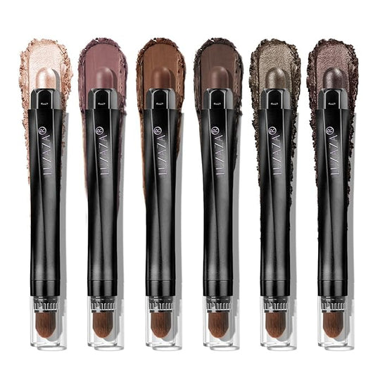 Neutral Eyeshadow Stick Makeup 6PCS Set, Dark Grey Shimmer Matte Cream Eye Shadow for Smoky Eye Brightener Pencil Crayon - A3 Smoky Rose Taupe-BrightBean Baby