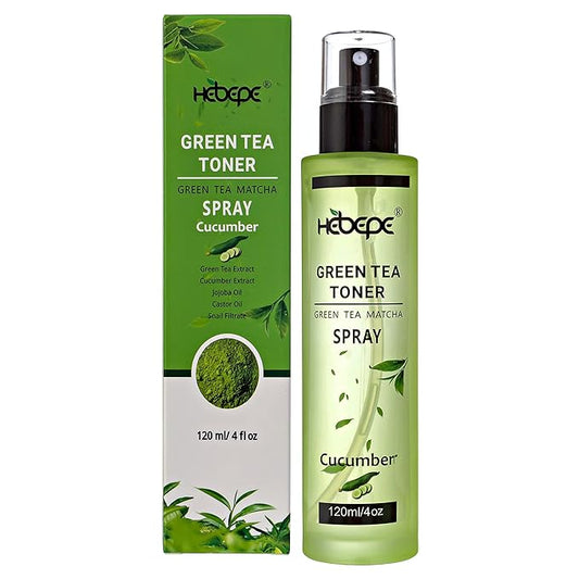 Green Tea Face Mist with Cucumber 4 oz, Matcha Facial Toner Spray Hyaluronic Acid for All Skin, Hydrating Soothing Reduces Redness Cooling After-Sun for Women Men, Alcohol-Free-BrightBean Baby