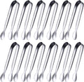 Gejoy 12 Pieces Mini Tongs Stainless Steel Small Sugar Serving Tongs for Charcuterie Board Appetizers Dessert Serving Food Tiny Party Danish Candy(4.3 Inch,Silver)
