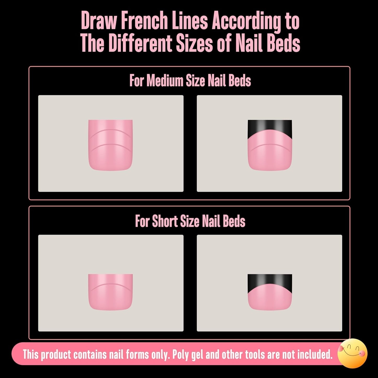 Upgrade Toe Dual Nail Forms for Poly Gel with Inner French Tips Auxiliary Line for Toenail Extension, Square Soft Gel Nail Extension, Full Cover Molds for Pedicure DIY x 15 Sizes 270 pcs-BrightBean Baby