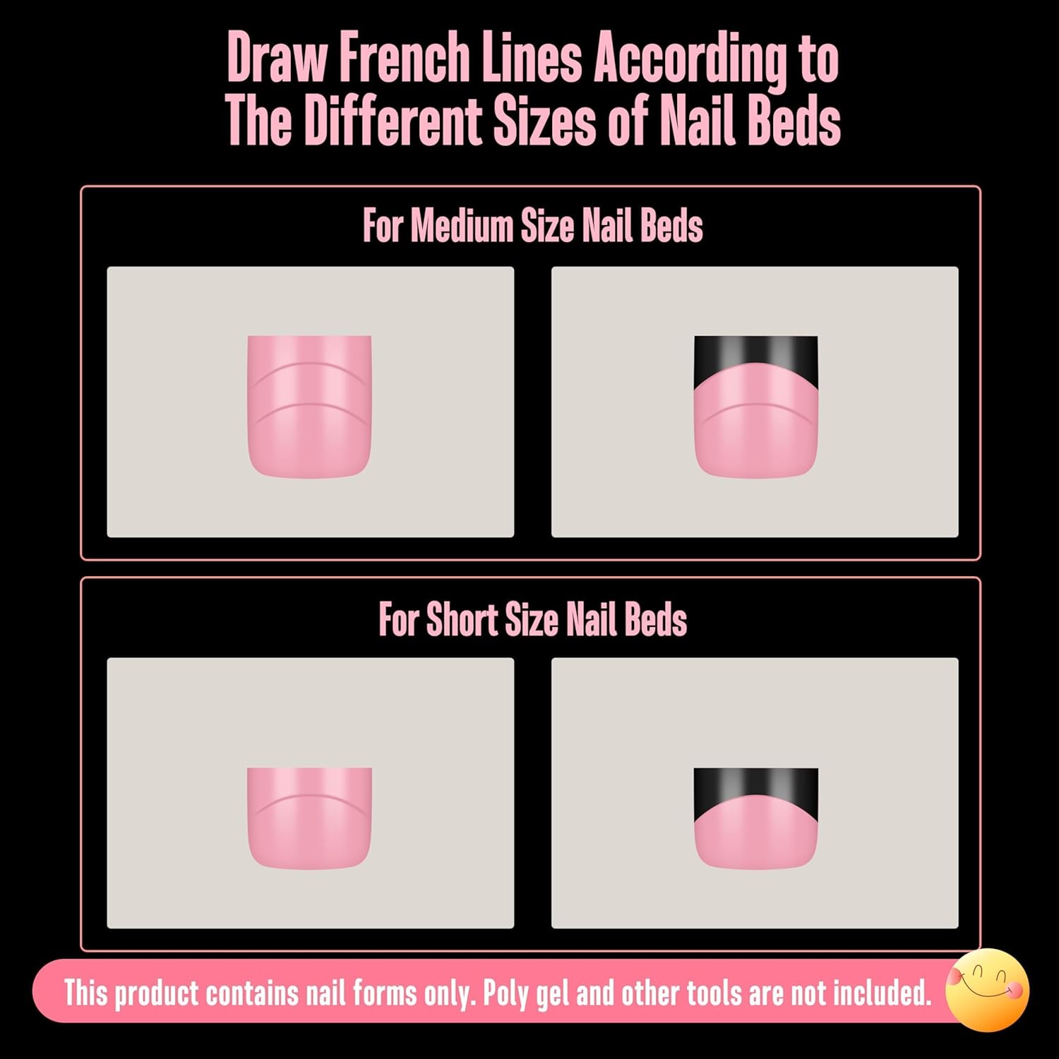 Upgrade Toe Dual Nail Forms for Poly Gel with Inner French Tips Auxiliary Line for Toenail Extension, Square Soft Gel Nail Extension, Full Cover Molds for Pedicure DIY x 15 Sizes 270 pcs-BrightBean Baby