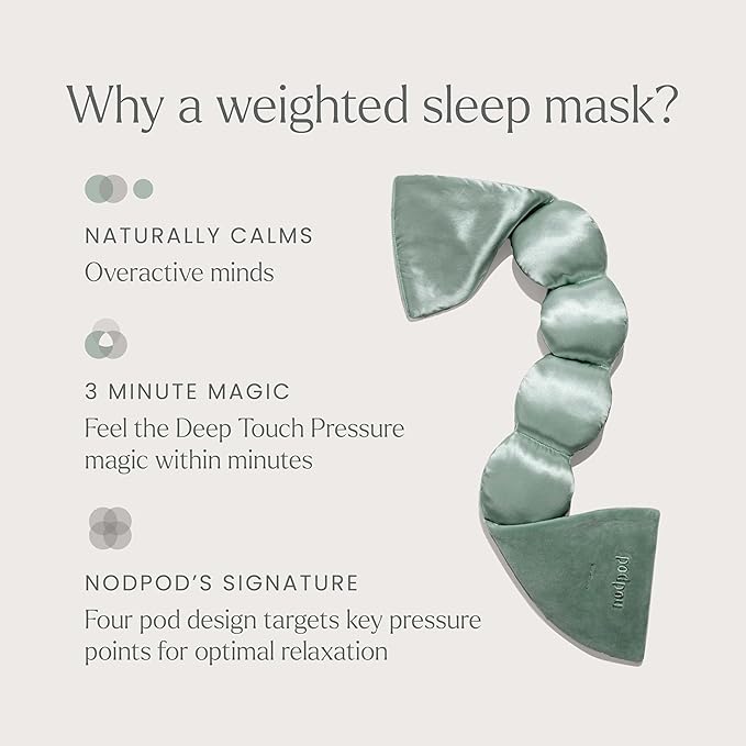 Nodpod Gentle Pressure Silk Sleep Mask | Patented Light Blocking Design for Sleeping, Travel & Relaxation | Bead Filled, Machine Washable (Willow)-BrightBean Baby