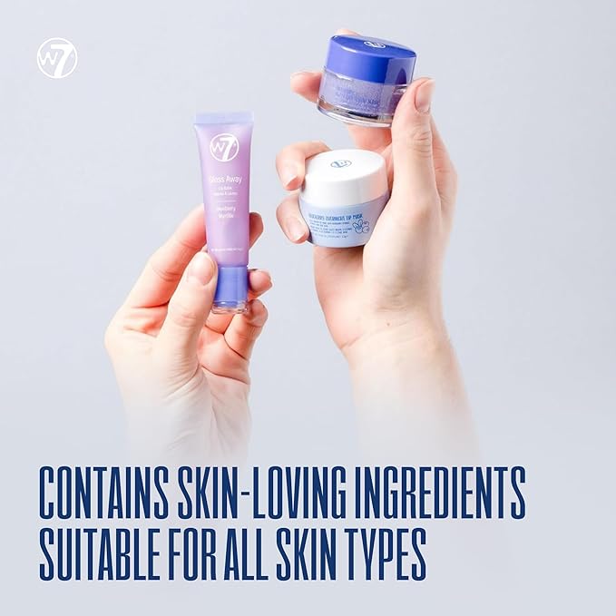 W7 Sweet Dreams Lip Care Trio - 3 Piece Set - Overnight Lip Mask, Lip Balm & Lip Scrub - Blueberry-BrightBean Baby