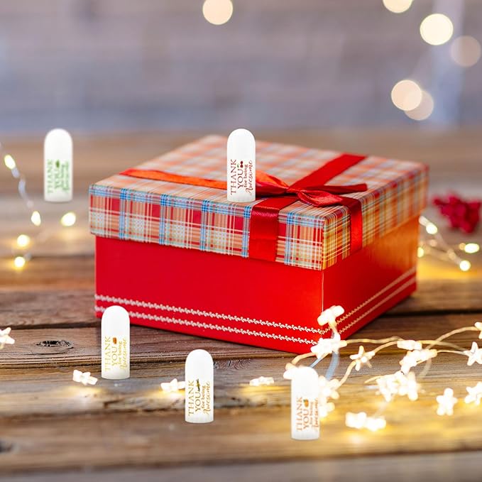 25 Pcs Mini Lip Balm Bulk 5 Assorted Flavors Thank You Lip Balm Employee Appreciation Gifts Dry Chapped Lip Care Products for Adults Coworkers Women Friend Wedding Bridal Shower Baby Shower-BrightBean Baby