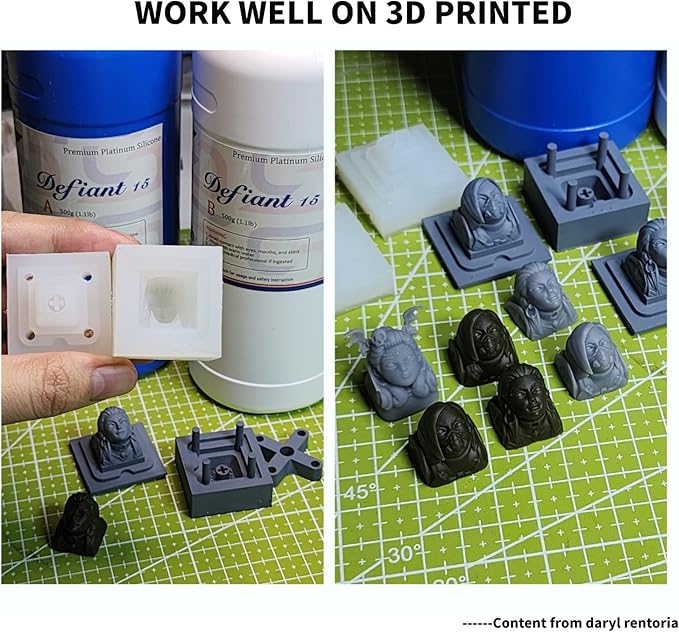 Siraya Tech Defiant 15 Platinum Silicone Mold Making Kit, Food Safe, Shore A 15 Hardness, Ideal for 3D UV Resin Projects, Easy Curing, No Coating Required, Durable, Versatile, 2.2 lb Set Clear