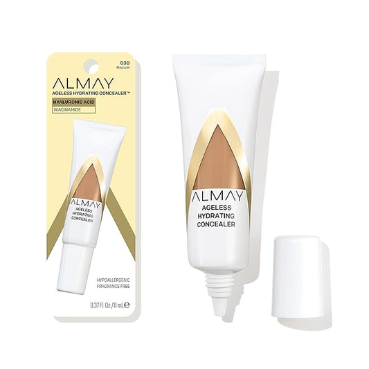 Almay Anti-Aging Concealer, Face Makeup with Hyaluronic Acid, Niacinamide, Vitamin C & E, Hypoallergenic-Fragrance Free, 030 Medium, 0.37 Fl Oz-BrightBean Baby