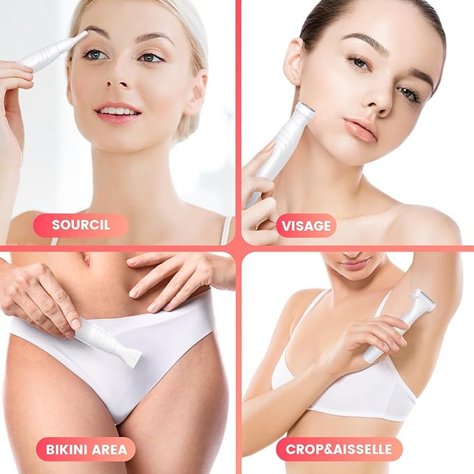 Bikini Trimmer for Women, All-in-ONE Waterproof Lady's Electric Razor Shaver and Facial Hair Removal, Rechargeable Body Hair Trimmer Grooming Sets for Leg, Armpit, Face, Eyebrow (White)-BrightBean Baby