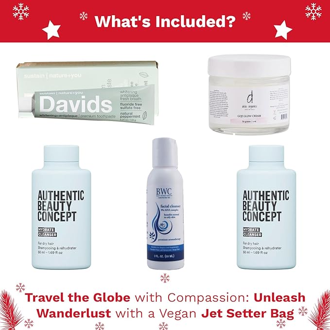 Jet Setter's Selfcare Essentials - Vegan Beauty Set Gift for Women - On-the-Go Skincare And Vacation Beauty Essentials - Compact Travel Size Beauty Products Gift Set - Great Christmas Gift for Her-BrightBean Baby