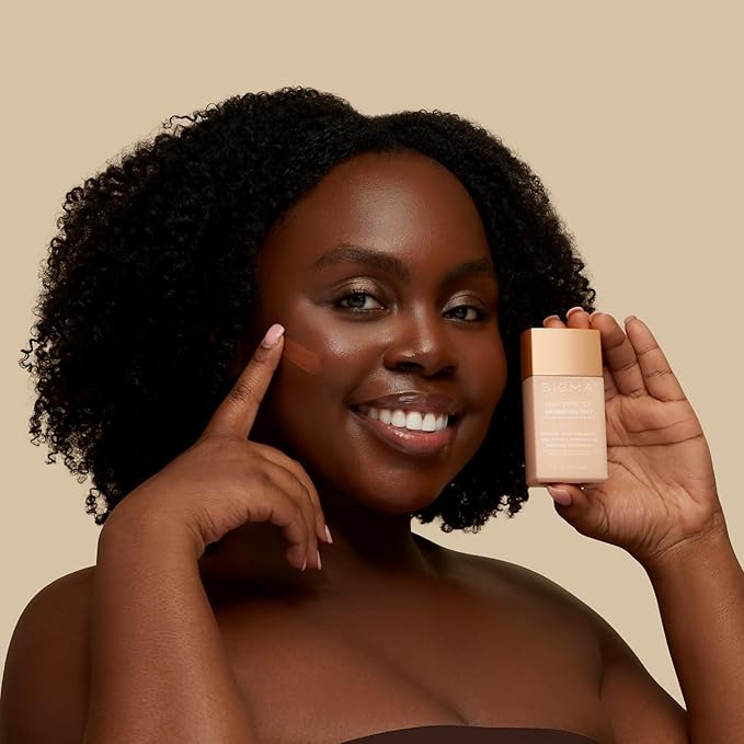 Sigma Beauty Skin Perfector – Hydrating Skin Tint Foundation for Lightweight, Buildable Coverage, With Hyaluronic Acid, Niacinamide Serum, and More (6 Dark Rich Tint, 1.12oz)-BrightBean Baby