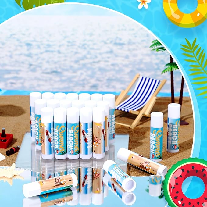 24 Pcs Sunscreen Lip Balms for Summer Beach Party SPF 30 Sunscreen Lip Balms Sticks Bulk Outdoor Travel Sunscreen Care Lip Balm for Thank You Gifts Summer Beach Wedding Party Supplies-BrightBean Baby