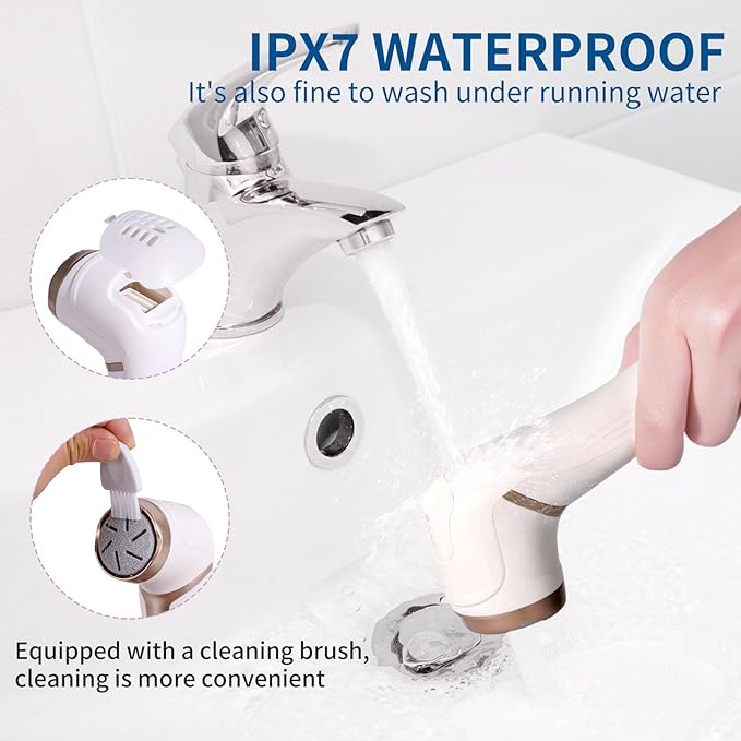 Electric Foot Callus Remover with Dander Vacuum, Rechargeable Waterproof Professional Portable Pedicure Tool, 3 Roller & 2 Speeds Electric Foot File Kit for Care of Dead Skin,Chapped,Callus,Cracks-BrightBean Baby