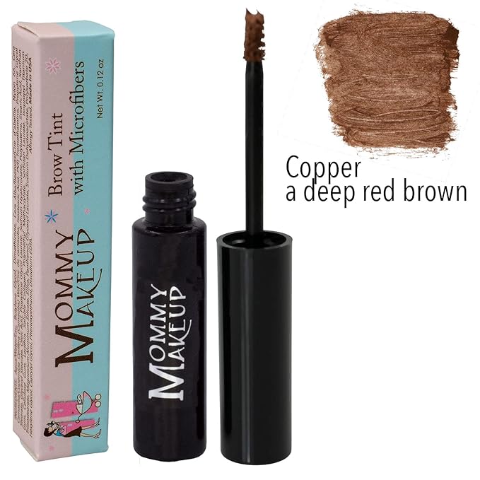 Brow Tint with Microfibers - 4-in-1 Tinted Eyebrow Gel to Groom, Hold, Sculpt & Color Your Brows, Covers Gray Hair - Water Resistant, Clump-Free, Long Lasting (Copper) by Mommy Makeup-BrightBean Baby