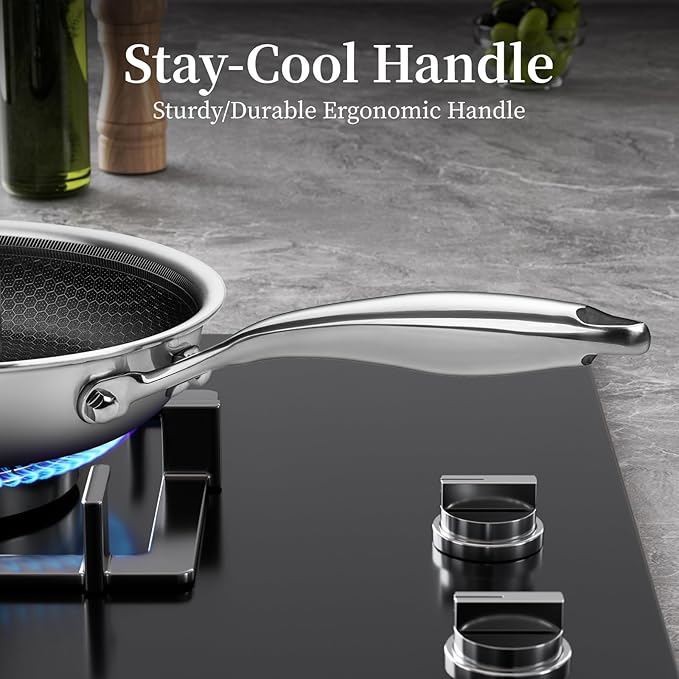Innerwell Stainless Steel Frying Pan 8 Inch - Nonstick Honeycomb Coating Skillet