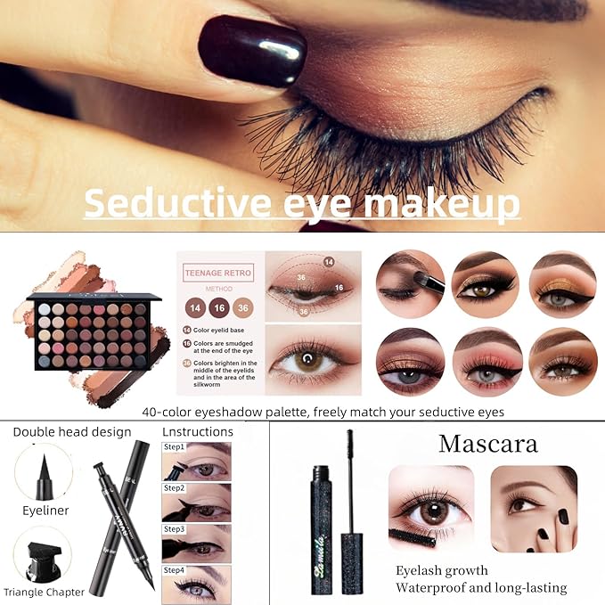 Travel Makeup Kit,Girl Makeup Kit for Girls Ages 8-12,Kids Makeup Sets for Girls 5-8,Makeup Kit for Girls,Makeup Sets For Women Full Kit,Makeup Set for Kids,Suitable for Beginners,Teens-BrightBean Baby