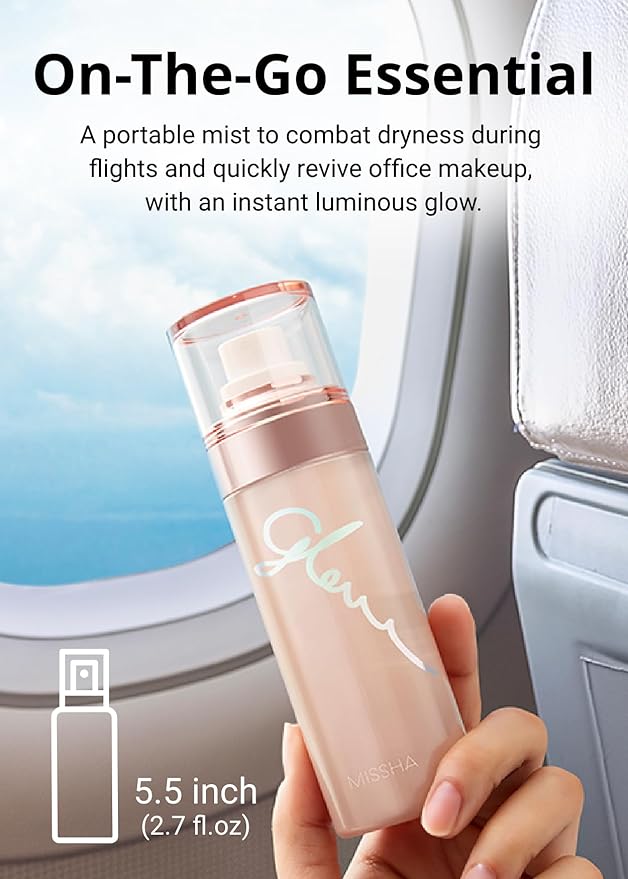 MISSHA Glow Skin Balm To Go Mist, 4-in-1 Hydrating, Refreshing, Makeup-Enhancing, Portable Dewy Glow Spray-BrightBean Baby