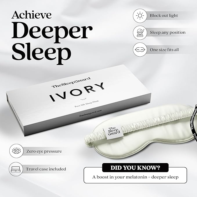 Pure Silk Sleep Mask [100% 6A Mulberry Silk, 22 Momme] Light Blocking Travel Essentials. Eye Masks for Sleeping. Black Oeko-Tex Blindfold. Eye Covers for Men & Women-BrightBean Baby