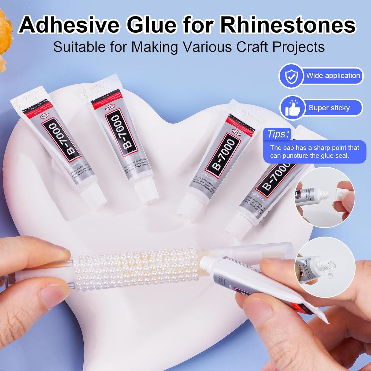 Canvalite 11000Pcs Flatback Pearls for Crafting, Multiple Sizes Half Nail Pearls with 5Pcs B7000 Jewelry Glues & Picker Tools Bedazzling Bead for DIY Crafts Clothing Tumblers Shoes Decors Nail Art-BrightBean Baby