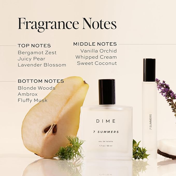 Dime Beauty 7 Summers Perfume Set ($87 Value) - Includes 50 ml + Travel Size 10 ml, Sweet Floral Scent, Clean Fragrance Eau de Toilette for Women, Hypoallergenic-BrightBean Baby