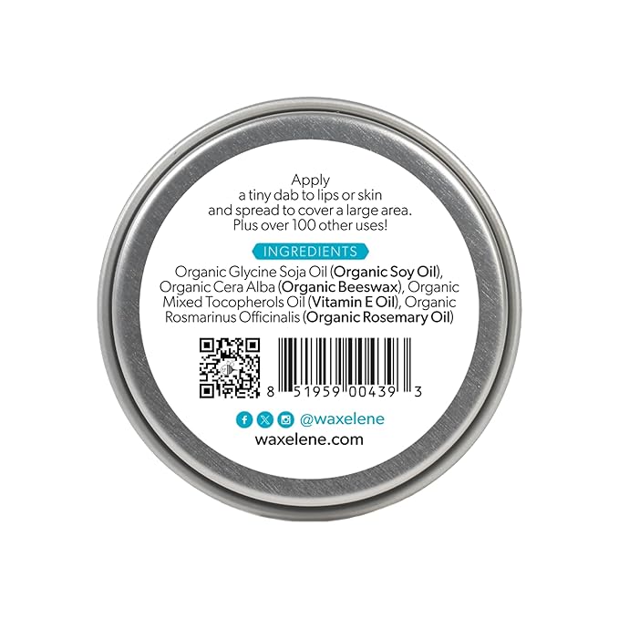 Waxelene Original Aerated Lip Balm Tin, Best Lip Balm Ever Organic Calming Multipurpose Ointment Baby Eczema Dry Sensitive Skin Body Face Moisturizer-BrightBean Baby