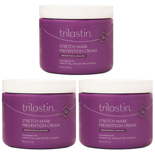 TriLASTIN Maternity Stretch Mark Cream for Pregnancy - 4 Oz (3-Pack) - Hypoallergenic & Paraben-Free Silicone Scar Cream & Shea Butter - Pregnancy Must Haves-BrightBean Baby