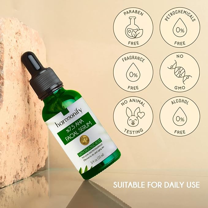 Pure Vitamin C Facial Serum with Salicylic Acid and Glycolic Acid, Anti-Wrinkle, Anti-Acne and Anti-Blackhead, Dark Spot Correcting, 7,5% AHA, Sebum Balance, ¾ oz-BrightBean Baby