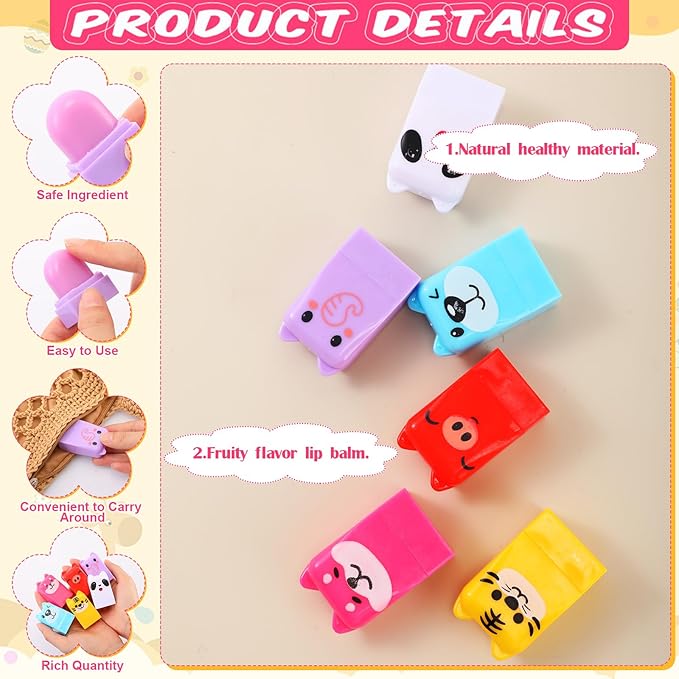 30 Sets Wild Animal Birthday Lip Balm Gifts Bulk Baby Shower Prizes Gift Girl Birthday Lip Balm Jungle Animal Party Favors for Preschool Toddler Boy Girl Classroom Prizes Classroom Prizes-BrightBean Baby