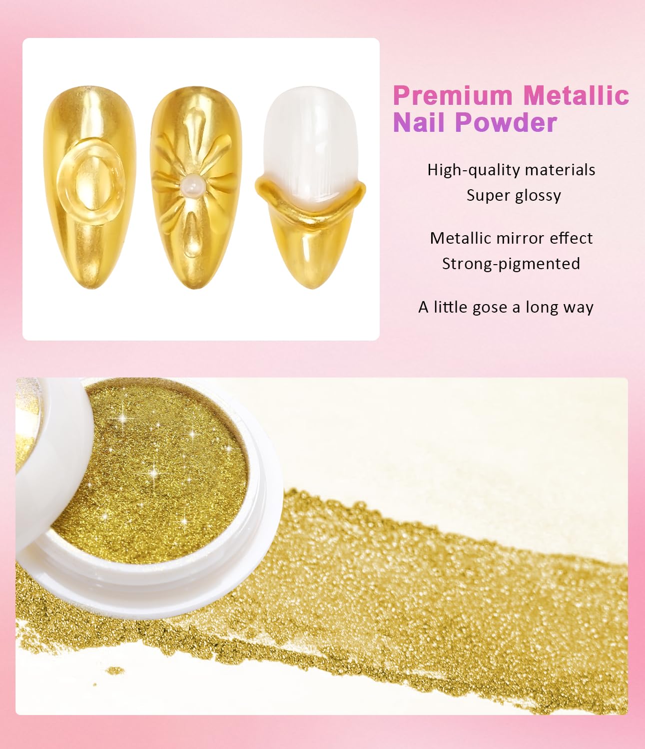 3D Nail Gel - Rose Gold Chrome Nail Powder 15g Clear 3D Sculpting Gel Non-Sticky Hand Hard Gel Carving Gel with Laser Copper Chrome Powder for Nail Art Home DIY-BrightBean Baby