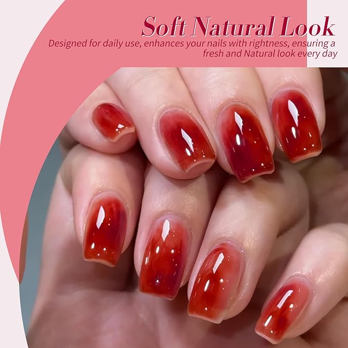 Born Pretty Jelly Burgundy Gel Nail Polish Ruby Red Glitter Cat Magnetic Eye Gel Nail Polish Fall Winter Blood Cherry Wine Red Gel Polish Glitter Soak Off Nail Art Salon Manicure Home Gift 7ml 6pcs-BrightBean Baby